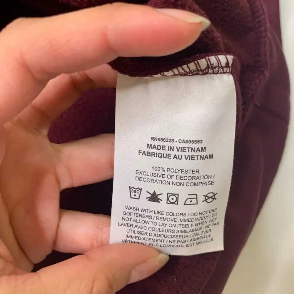 Nike Hoodie Mens L Large Burgundy Therma Fit Big Swoosh Fleece Lined Sweatshirt